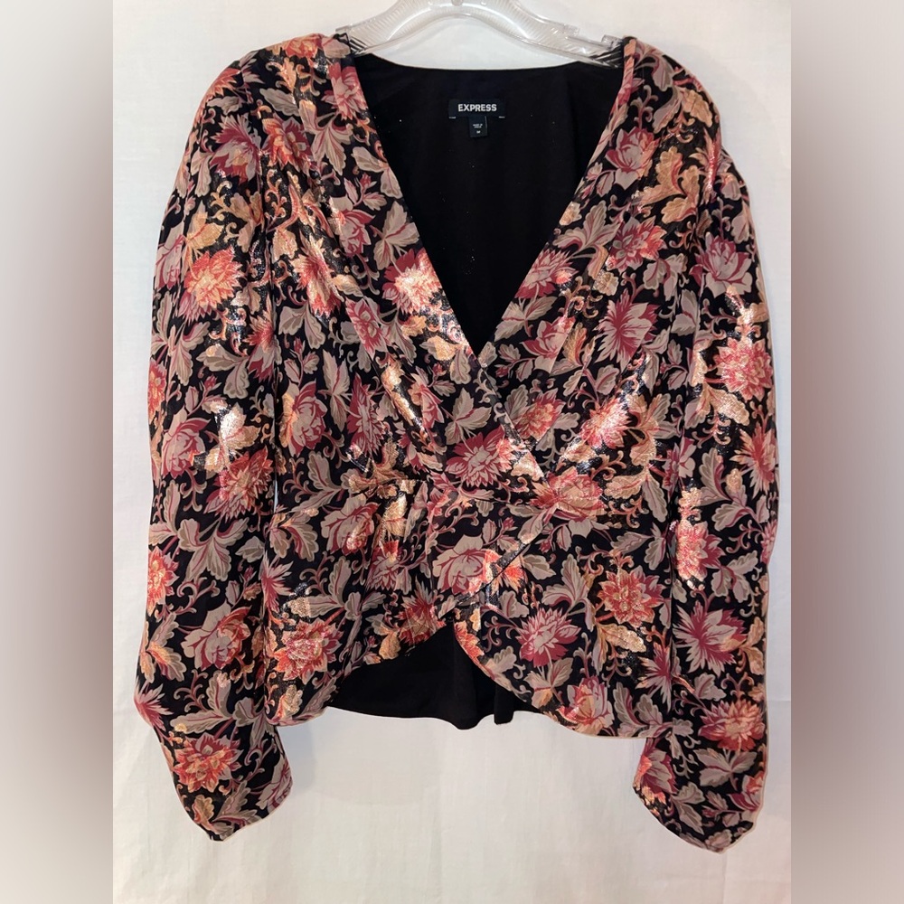 Express Black and Red Floral Jacket
